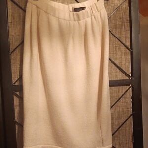 St. John Cream Knit Pencil Skirt